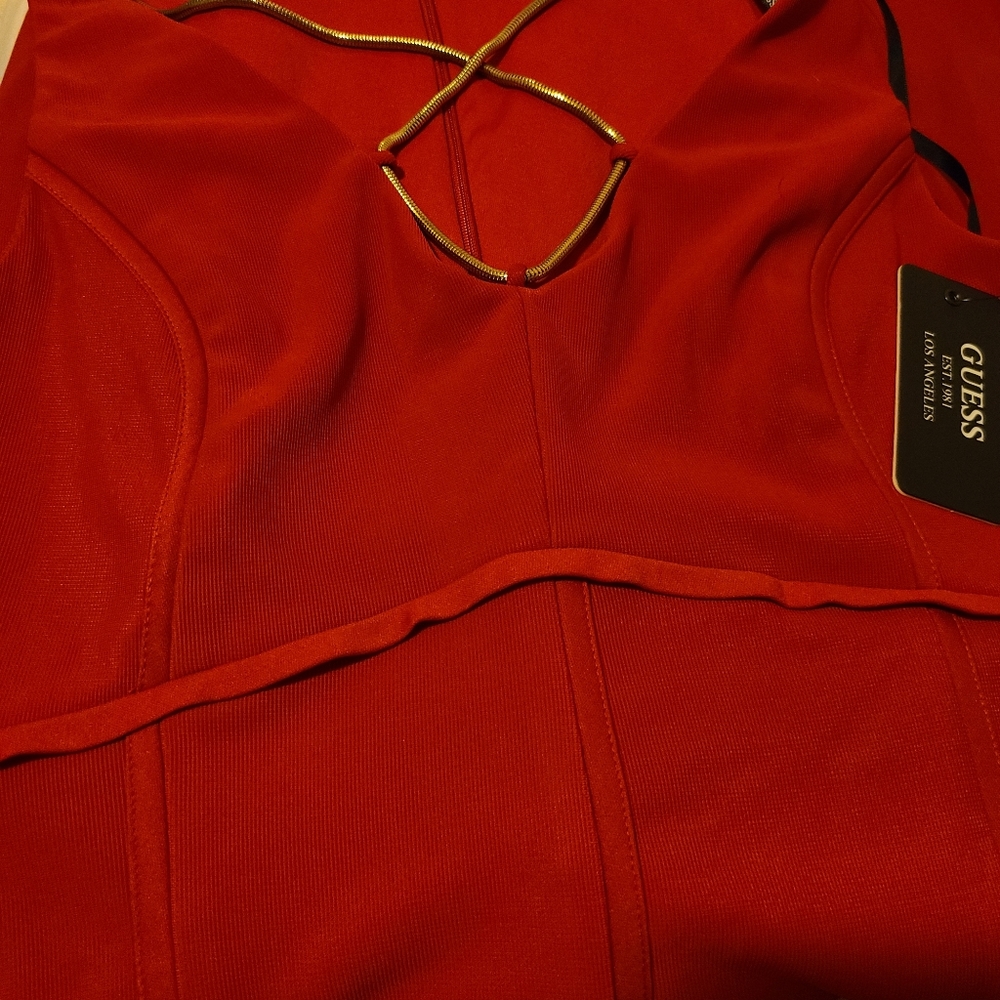 Guess metallic chain neck dress